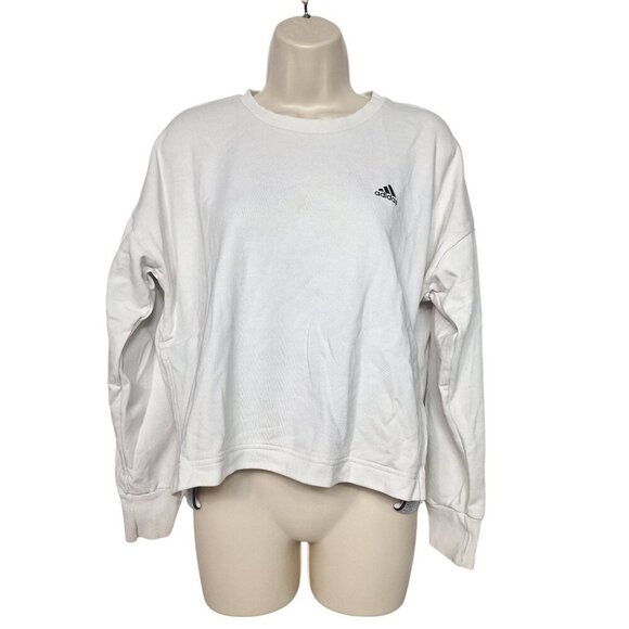 Adidas Changeover Tape Crew Sweatshirt Size Small White Black Spell Out Logo - Picture 2 of 7